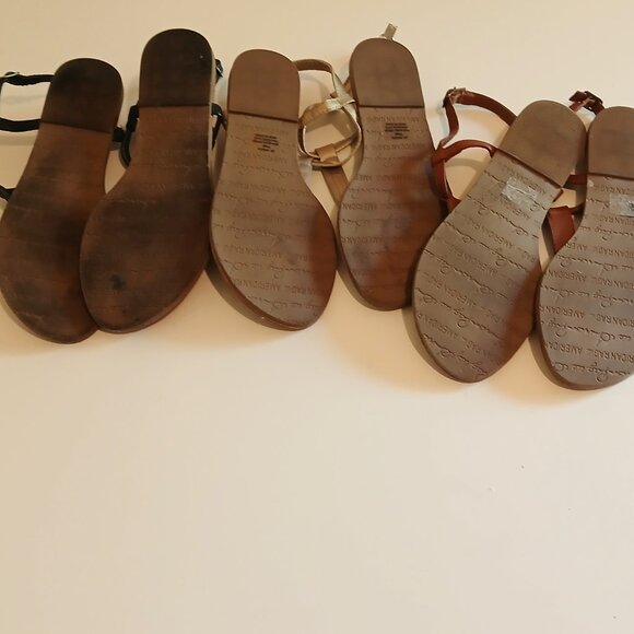 GUC American Rag Sandals Women's Set of 3 Size 7.5 Black Gold Brown - Picture 5 of 5